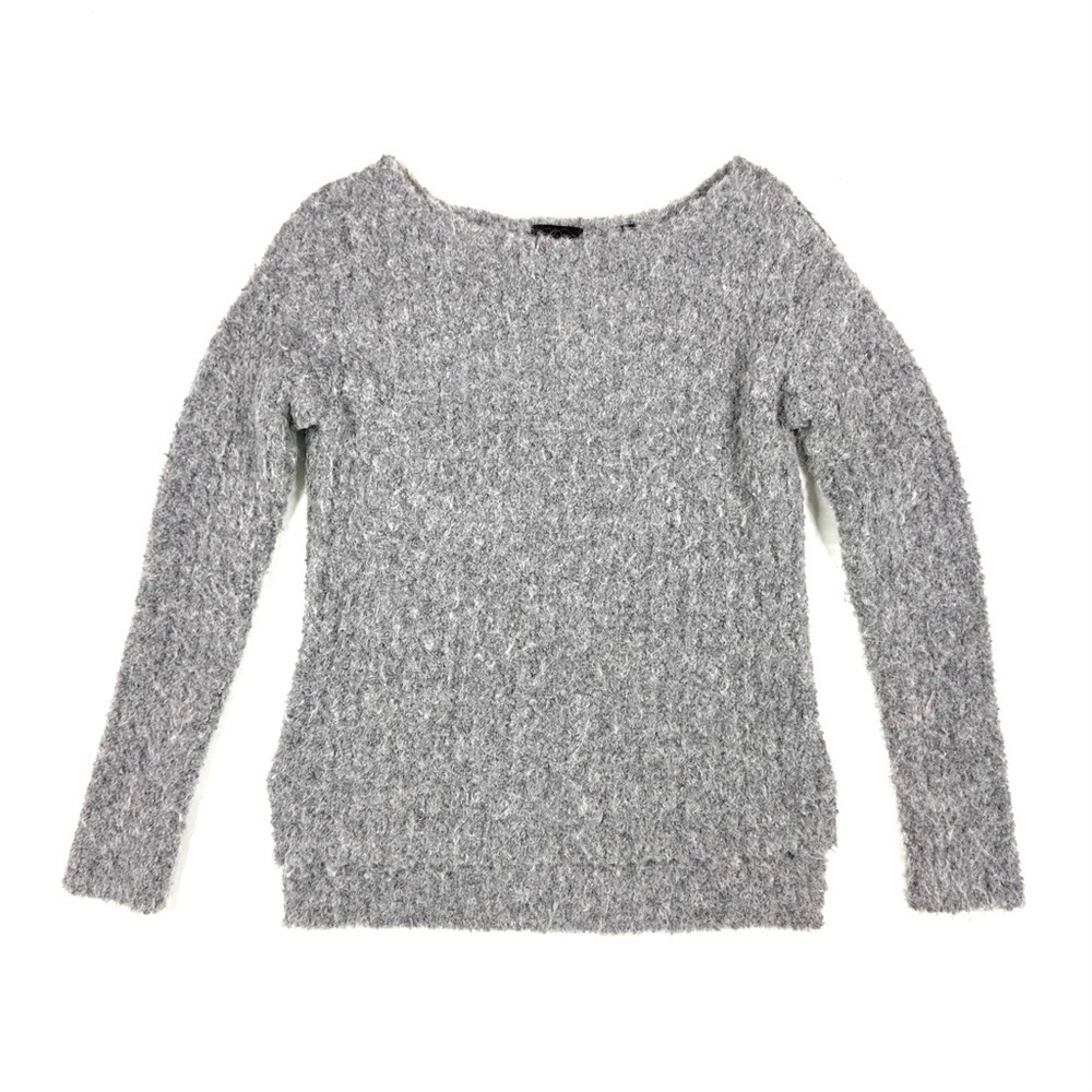 ATM Anthony Thomas Melillo chunky gray nubby knit sweater fuzzy chunky cozy XS